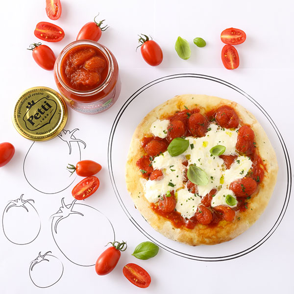 Pizza gourmet aux mozzarella de bufflonne et tomates datterini