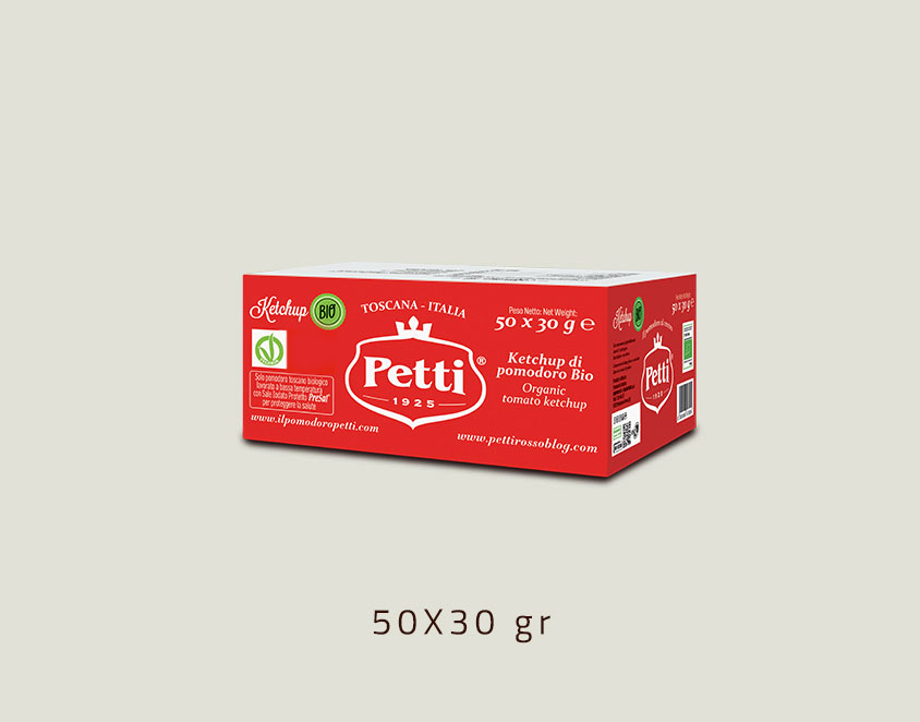 Il Ketchup Bio Petti è realizzato con soli pomodori toscani biologici